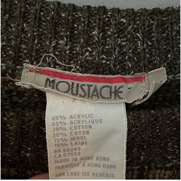 Men's Vintage Brown & Red Stripe Crewneck Sweater Size Medium – VG - Picture 6 of 6